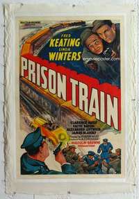 m512 PRISON TRAIN linen one-sheet movie poster '38 Keating, great image!
