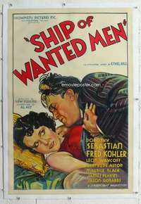m530 SHIP OF WANTED MEN linen one-sheet movie poster '33 Dorothy Sebastian