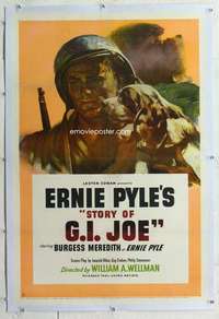m540 STORY OF GI JOE linen one-sheet movie poster '45 Meredith, Mitchum