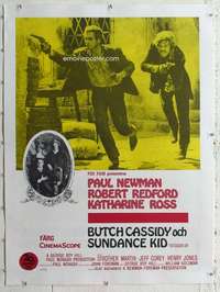 m171 BUTCH CASSIDY & THE SUNDANCE KID linen Swedish movie poster '69