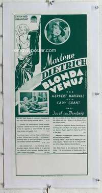 m166 BLONDE VENUS linen Swedish insert movie poster '32 Dietrich