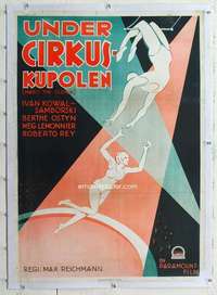 m176 MARCO THE CLOWN linen Swedish movie poster '32 circus trapeze art!