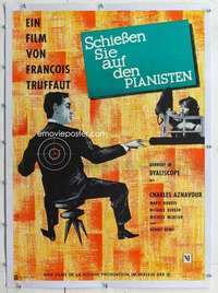 m247 SHOOT THE PIANO PLAYER linen German movie poster '60 F. Truffaut