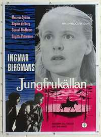 m182 VIRGIN SPRING linen Swedish movie poster '60 Ingmar Bergman