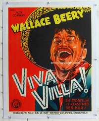 m183 VIVA VILLA linen Swedish movie poster '34 Mexican Wallace Beery!