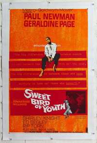 m544 SWEET BIRD OF YOUTH linen one-sheet movie poster '62 Paul Newman, Page