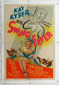 m545 SWING FEVER linen one-sheet movie poster '44 Kay Kyser, Hirschfeld art!