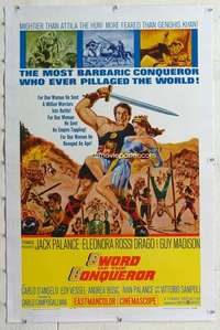 m546 SWORD OF THE CONQUEROR linen one-sheet movie poster '62 Jack Palance