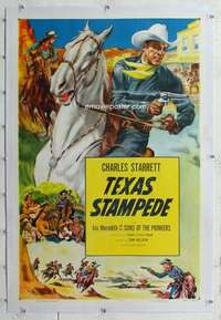 m549 CHARLES STARRETT stock linen 1sh '52 art of Charles Starrett by Glenn Cravath, Texas Stampede