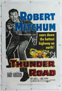 m553 THUNDER ROAD linen one-sheet movie poster '58 Robert Mitchum, Gene Barry