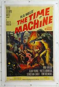 m555 TIME MACHINE linen one-sheet movie poster '60 H.G. Wells, Rod Taylor