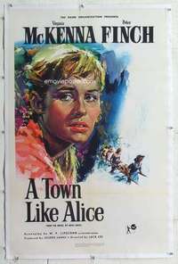 m561 TOWN LIKE ALICE linen one-sheet movie poster '57 Virginia McKenna, Finch