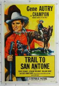 m562 GENE AUTRY stock 1sh '53 art of Gene Autry w/guitar & riding Champion, Trail to San Antone!