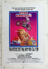 m569 VIVA KNIEVEL linen one-sheet movie poster '77 motorcycle daredevil!