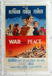 m572 WAR & PEACE linen signed one-sheet movie poster '56 King Vidor!