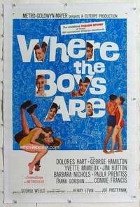 m581 WHERE THE BOYS ARE linen one-sheet movie poster '61 Connie Francis