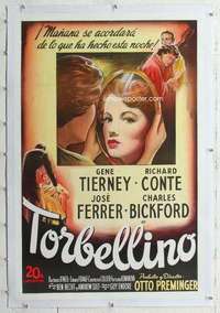 m583 WHIRLPOOL linen Spanish/U.S. one-sheet movie poster '50 pretty Gene Tierney!