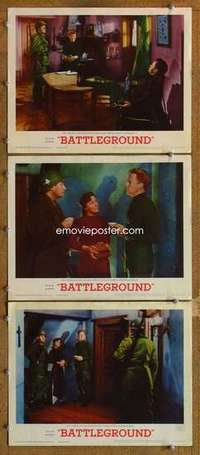 p912 BATTLEGROUND 3 movie lobby cards R62 Van Johnson, World War II!