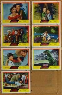 p493 BEAST OF HOLLOW MOUNTAIN 7 movie lobby cards '56 dinosaur western!