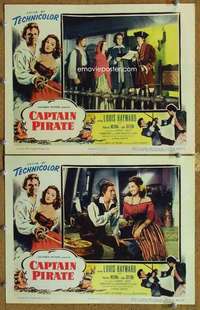 p970 CAPTAIN PIRATE 2 movie lobby cards '52 Louis Hayward, Medina