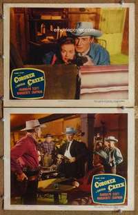 p975 CORONER CREEK 2 movie lobby cards '48 Randolph Scott, Chapman
