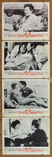 p829 DIVORCE - ITALIAN STYLE 4 movie lobby cards '62 Mastroianni