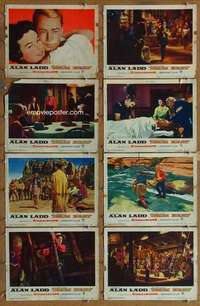 p177 DRUM BEAT 8 movie lobby cards '54 Alan Ladd, Audrey Dalton