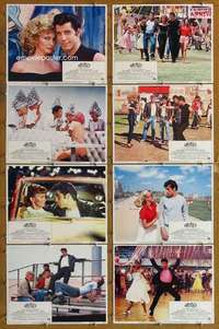 p211 GREASE 8 movie lobby cards '78 John Travolta, Olivia Newton-John