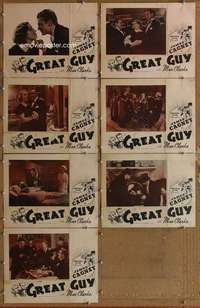 p526 GREAT GUY 7 movie lobby cards R40s James Cagney, Mae Clarke