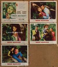 p758 GREEN MANSIONS 5 movie lobby cards '59 Audrey Hepburn, Perkins