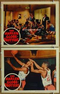 p992 HARLEM GLOBETROTTERS 2 movie lobby cards R57 black basketball!