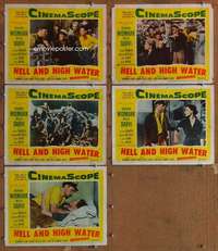 p760 HELL & HIGH WATER 5 movie lobby cards '54 Sam Fuller, Widmark