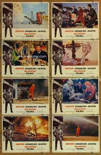 p232 HELLFIGHTERS 8 movie lobby cards '69 John Wayne, Katharine Ross