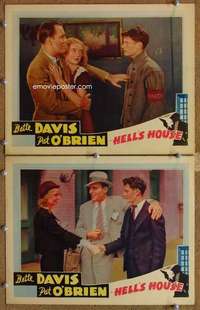 p994 HELL'S HOUSE 2 movie lobby cards R30s Bette Davis, Pat O'Brien