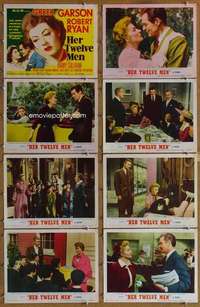 p233 HER TWELVE MEN 8 movie lobby cards '54 Greer Garson, Robert Ryan