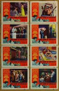 p238 HIS KIND OF WOMAN 8 movie lobby cards '51 Mitchum, Jane Russell