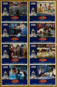 p254 JAWS 3-D 8 movie lobby cards '83 Great White Shark horror!