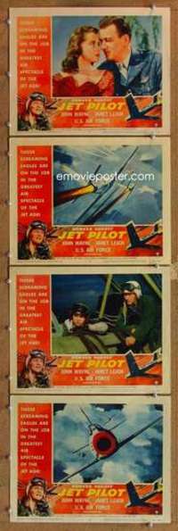p843 JET PILOT 4 movie lobby cards '57 John Wayne, Howard Hughes