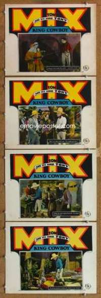 p846 KING COWBOY 4 movie lobby cards '28 Tom Mix, great layout & design!