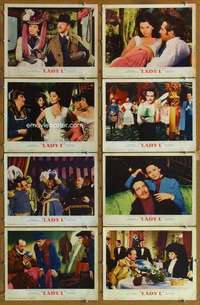 p265 LADY L 8 movie lobby cards '66 Sophia Loren, Paul Newman, Niven