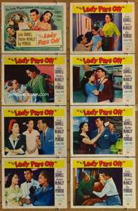 p266 LADY PAYS OFF 8 movie lobby cards '51 sexy gambling Linda Darnell!