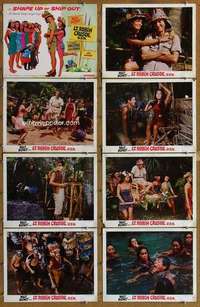 p280 LT ROBIN CRUSOE USN 8 movie lobby cards '66 Disney, Dick Van Dyke
