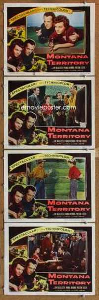 p856 MONTANA TERRITORY 4 movie lobby cards '52 Lon McCallister, Hendrix