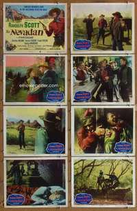 p310 NEVADAN 8 movie lobby cards '50 Randolph Scott, Dorothy Malone