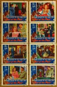 p323 OUT OF THE PAST 8 movie lobby cards R53 Robert Mitchum, Jane Greer