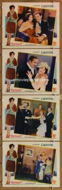 p859 OUTCAST 4 movie lobby cards '28 super sexy Corinne Griffith!