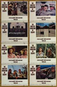 p329 PAPILLON 8 movie lobby cards '74 Steve McQueen, Dustin Hoffman
