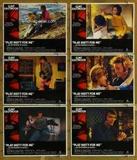 p681 PLAY MISTY FOR ME 6 movie lobby cards '71 classic Clint Eastwood!