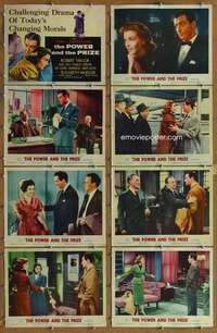 p342 POWER & THE PRIZE 8 movie lobby cards '56 Robert Taylor, Burl Ives