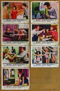 p563 PROMISE HER ANYTHING 7 movie lobby cards '66 Warren Beatty, Caron